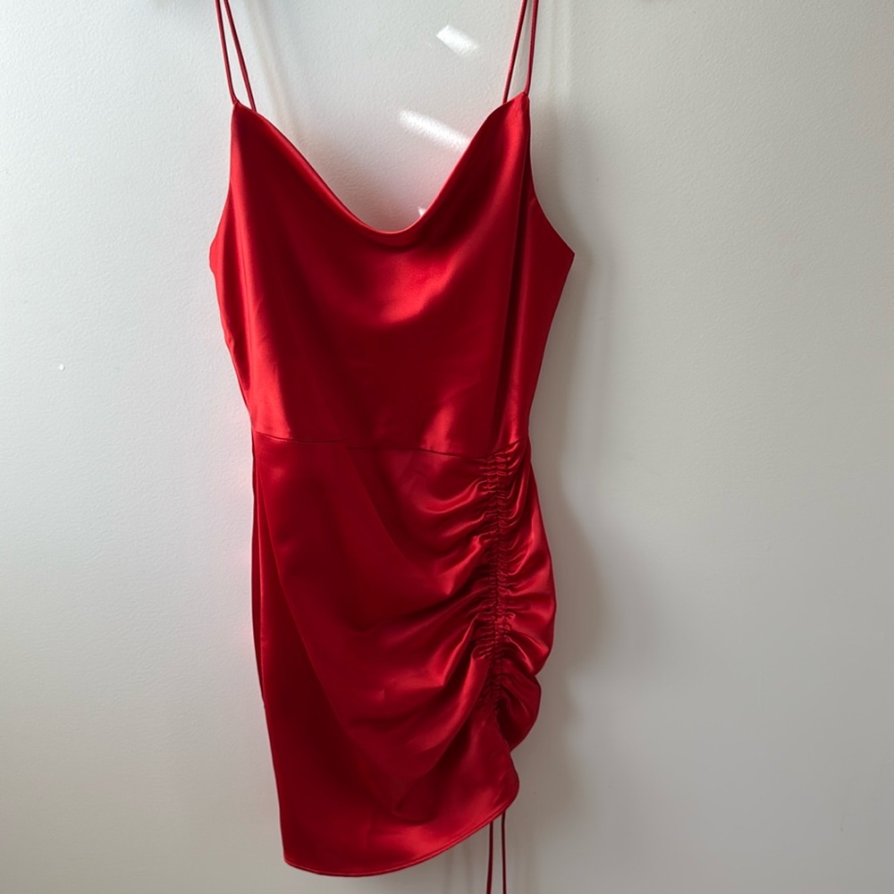 ZARA red satin mini dress
